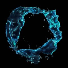  The Letter O Is Made Up Of Blue Water, Wondrous Fluid Paint Splash Abstract Background Wallpaper.