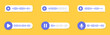 Voice messages icon set. Voice assistant. Voice chat logo. Audio message, event notification. Message bubble for social media. Audio record concept. Vector illustration.