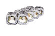 Sushi roll california in sesame with eel. Sushi stands on a white background.
