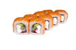 Philadelphia roll with salmon and mango on a white background, isolate
