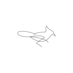 Wall Mural - bird continuous line drawing element isolated on white background for decorative element. Vector illustration of animal form in trendy outline style.