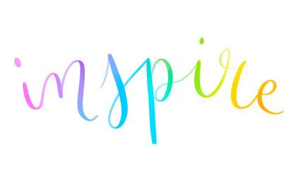 Wall Mural - INSPIRE colorful brush lettering banner on transparent background