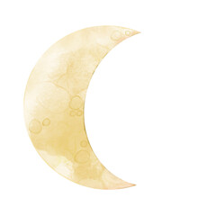 gold yellow crescent moon watercolor illustration