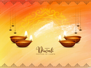 Beautiful Happy Diwali festival greeting background with Diya