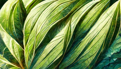 Illustration of tropical green leaves background