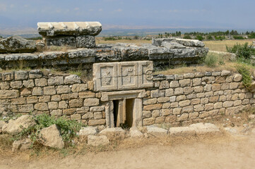 The tomb, necropolis. The ruins of the ancient city of Hierapolis,