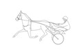 Coloring page outline of jockey and trotter, move forward at a wide trot