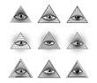 Providence illuminati eye in pyramid triangle, occult and esoteric vector symbol. Freemason illuminati all seeing eye, magic sign of alchemy and mason conspiracy secret, occult religion amulet