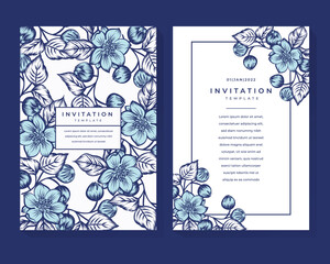 Sticker - Blue Floral Invitation