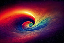 Fantasy Rainbow Swirling Spiral In Space