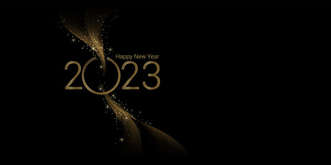 happy new year 2023 greeting template with golden color for social media, banner, card, etc.