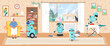 © Siberian Art - Robot assistant work at home vector illustration