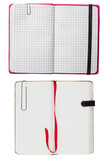 Fototapeta Kuchnia - two blank note books with paper clip and elastic strap