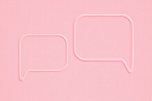 Double Sweet Pink Speech Bubble Frame Paper Cut On Grunge Background Background , Conceptual Image About Communication And Social Media, Customer Feedback