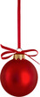 Red Christmas Bauble on the Ribbon - Isolated
