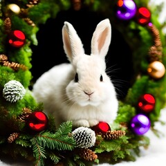 Wall Mural - A 2023 Christmas bunny postcard