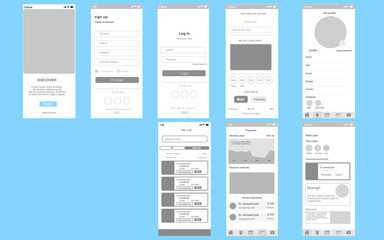 Wall Mural - Pet Adoption mobile App design. UI, UX, GUI layout for mobile app and responsive website. vector illustration.
