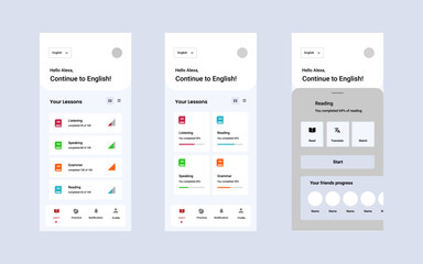 Wall Mural - School management mobile app for student. UI, UX, GUI layout for mobile app and responsive website. vector illustration.