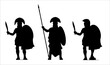 © Lunstream - Silhouette with Greek hoplites. Ancient warriors. Vector drawing with Spartan warrior.