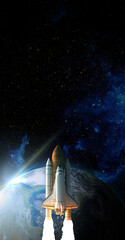 Wall Mural - space shuttle takes off into space. elements of this image furnished by nasa.