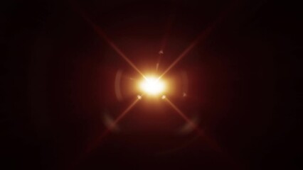 4k loop center flickering gold yellow shine star sun lights optical lens flares shiny animation art 