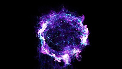 Wall Mural - Cosmic energy strings. Energy flows in the form of thin bright elements. Lines form structural fibers