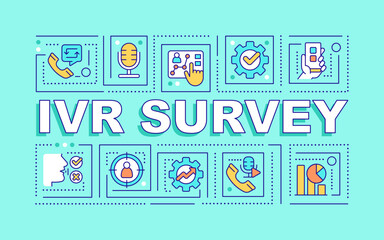 Wall Mural - ivr survey word concepts blue banner. online customer satisfaction poll. infographics with editable 