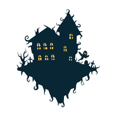 Wall Mural - Halloween haunted house isolated on white background.