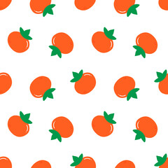 Wall Mural - Fresh orange persimmons vector seamless pattern background.
