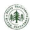 Beautiful grungy Christmas rubber stamp with christmas trees - postal sign vector
