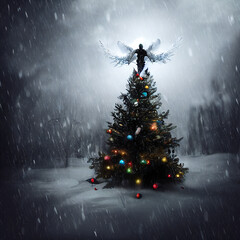 christmas snow and northern lights