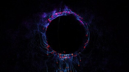 Wall Mural - Cosmic energy strings. Energy flows in the form of thin bright elements. Lines form structural fibers
