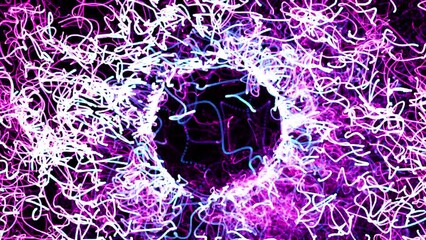 Wall Mural - Cosmic energy strings. Energy flows in the form of thin bright elements. Lines form structural fibers