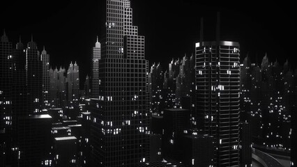 Wall Mural - modern city at night with 3d rendered