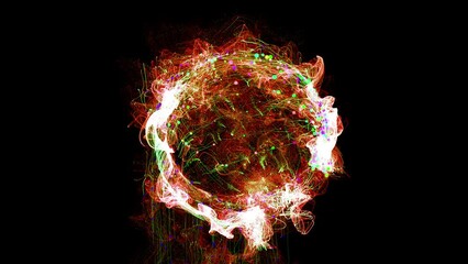 Wall Mural - Cosmic energy strings. Energy flows in the form of thin bright elements. Lines form structural fibers