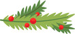 © Mykola Syvak - Christmas holiday decoration flat icon Evergreen branch with berries