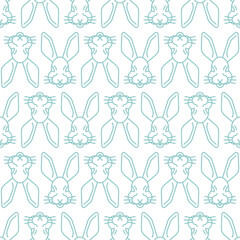 Wall Mural - Pixel art Hare face Pattern seamless . 8 bitrabbit muzzle Background. pixelated Baby fabric ornament