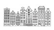 © oldesign - Houses facades in a row, Amsterdam hand drawn illustration.