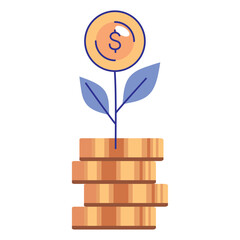 Wall Mural - coins money plant