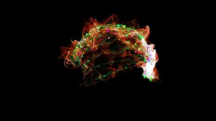 Wall Mural - Cosmic energy strings. Energy flows in the form of thin bright elements. Lines form structural fibers