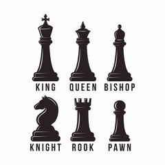 chess vector graphic template. board game strategy tactic icon illustration.