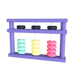 3D abacus illustration with transparent background