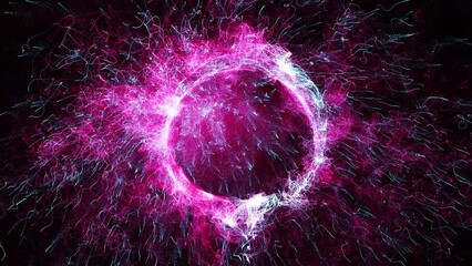 Wall Mural - Cosmic energy strings. Energy flows in the form of thin bright elements. Lines form structural fibers