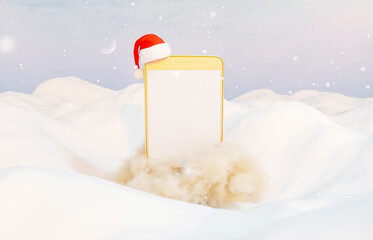 Leinwandbilder - Abstract winter Christmas background with mobile phone mockup. 3d rendering.