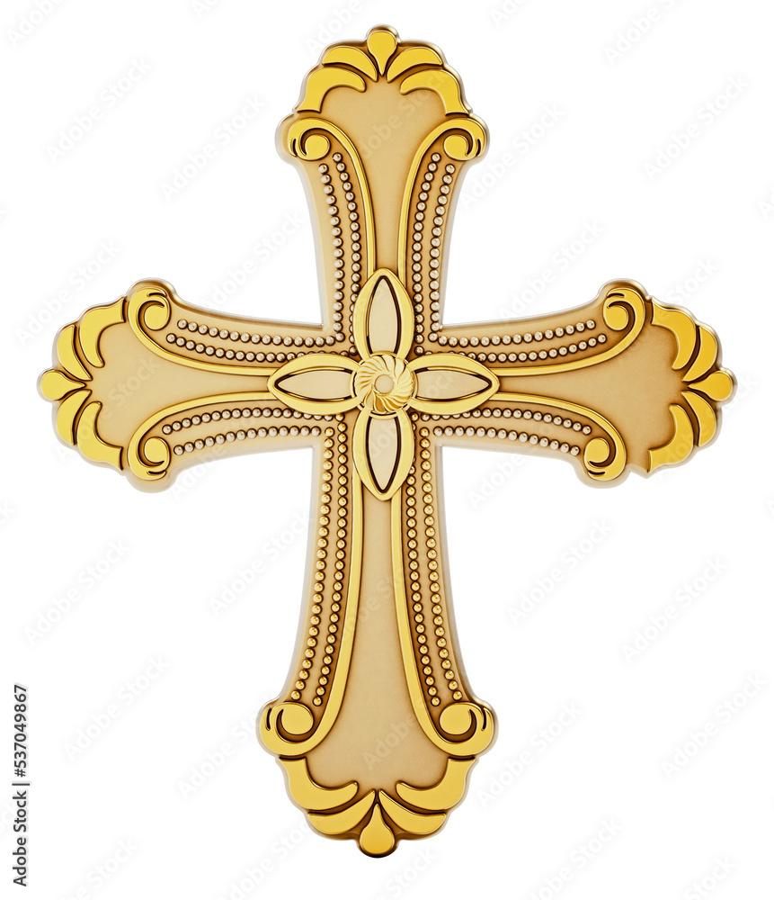 Gold cross isolated on transparent background Stock Illustration ...