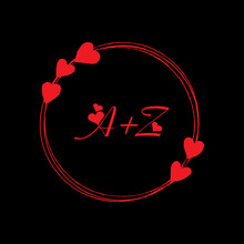 AZ Heart Letter. AZ Love Letter Logo Design. AZ Love Design Shape In Heart/love Red Circle