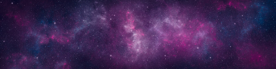 Wall Mural - nebula and stars in night sky web banner. space background.