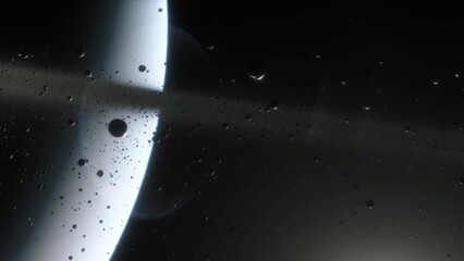 Wall Mural - cinematic animation of saturn's rings made of rocks, dust and ice. planet saturn is a huge planet of