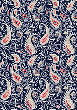 Paisley Seamless Pattern Navy Background 