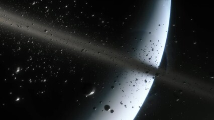 Wall Mural - cinematic animation of saturn's rings made of rocks, dust and ice. planet saturn is a huge planet of